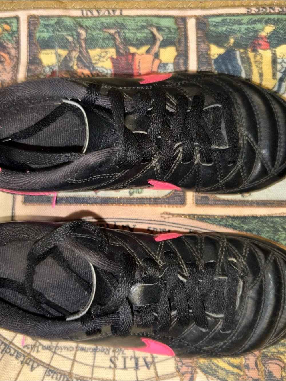 Black Athletic Shoes with Pink Accents